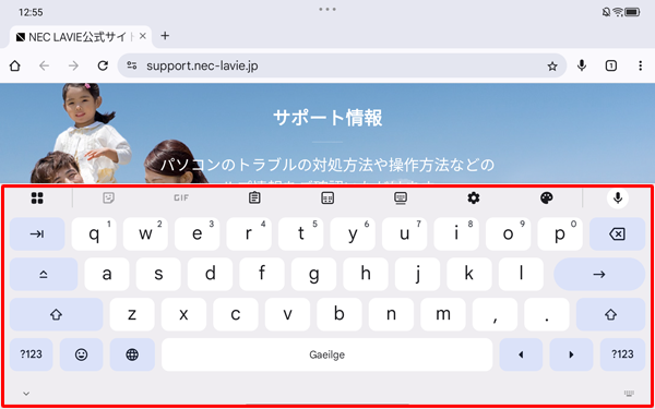 キーボードの入力言語が「アイルランド語」に切り替わったことを確認してください