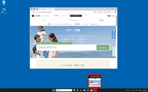 アイコンにマウスポインターを合わせ、Webページがプレビュー表示されたことを確認します