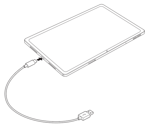 USBケーブルを使用して、タブレットとパソコンを接続します