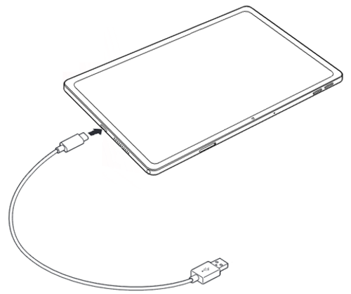 USBケーブルを使用して、タブレットとパソコンを接続します