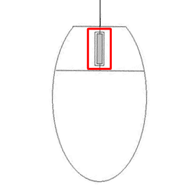 マウスの左クリック右クリックのボタンの間に、スクロールホイールというボタンがあります