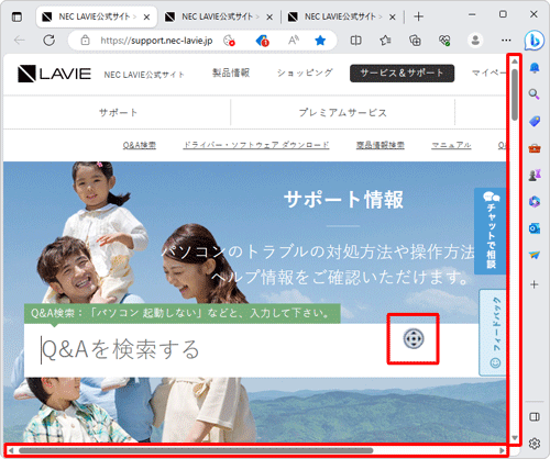 Microsoft Edgeの一例（Windows 11の場合）