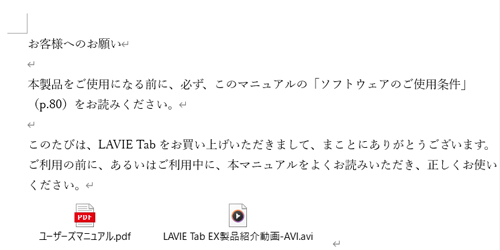 ファイルを挿入した場合（一例）
