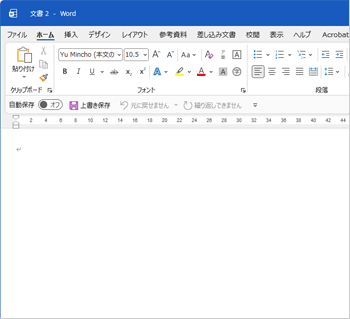 新規のWordファイルを開いた時（一例）