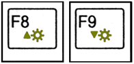 キーボード上部にある「F1」～「F12」キーの中から、明るさを調節するためのキーが用意されていることを確認します