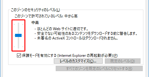 上記各ゾーンに対し、既定で最適なセキュリティレベルが設定されています