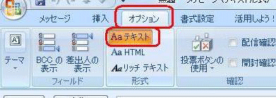 「オプション」タブをクリックし、「形式」から「テキスト」をクリックして、「OK」をクリックします