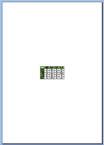 印刷したときに、表が用紙の中央に配置されることを確認してください